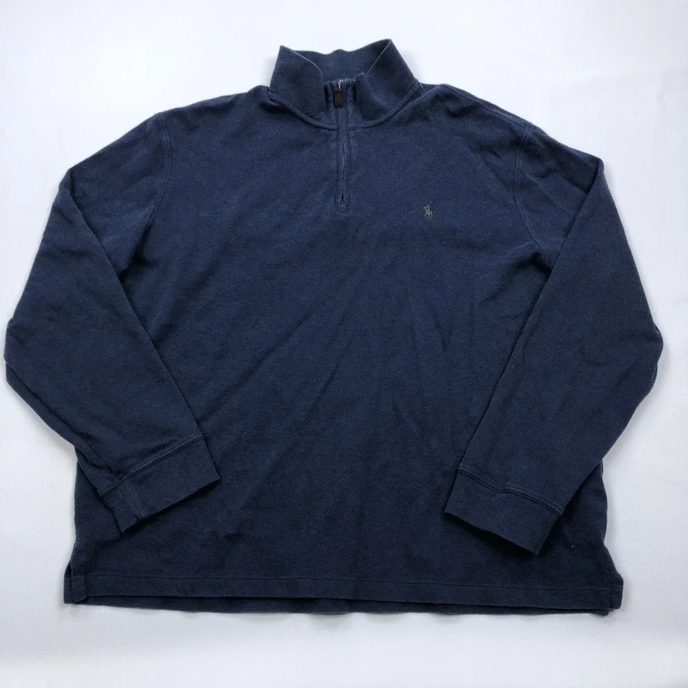 Polo Ralph Lauren Estate Rib Quarter Zip Pullover Navy Blue Mens XL Sweater